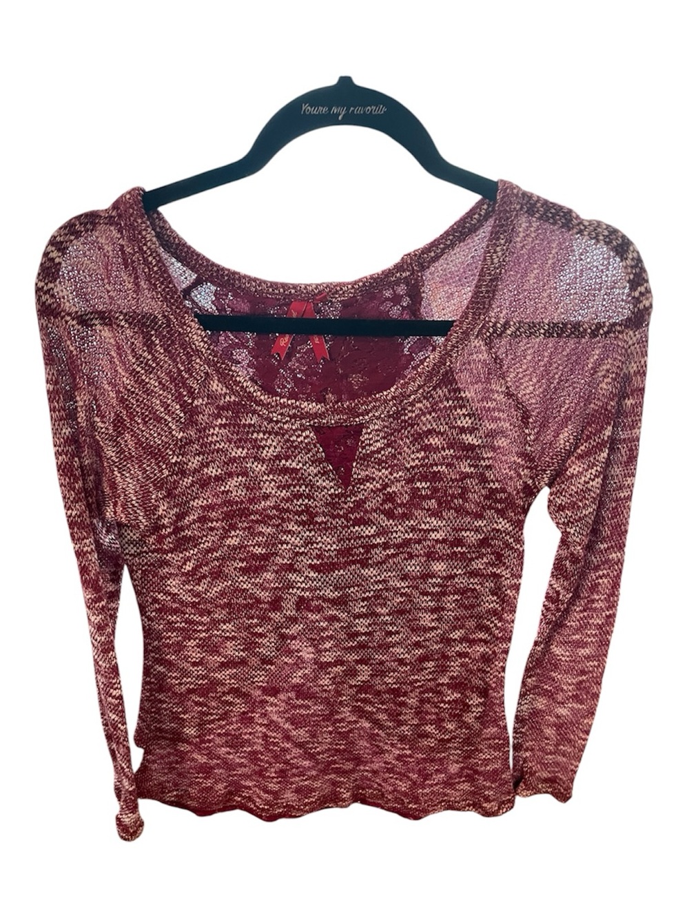 Red Camel Marled Burgundy Long-Sleeve Knit Top